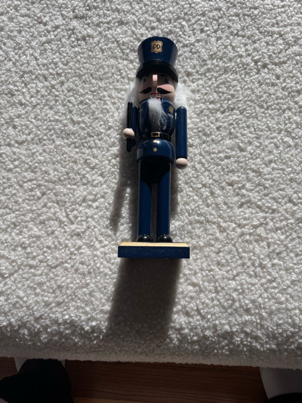 Blue Wooden Nutcracker Figurine with White Beard